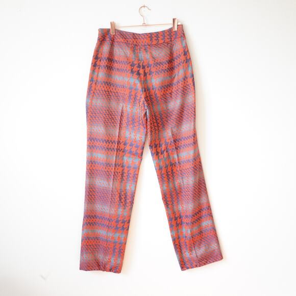 Shanghai Tang Abstract Silk-Lined Houndstooth Trousers Pants 8 - Picture 2 of 5
